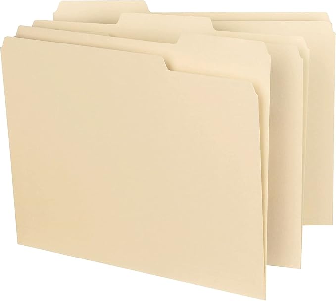 Smead Interior File Folder, 1/3-Cut Tab, Letter Size, Manila, 100 per Box, Expandable File Folders for Filing Cabinet