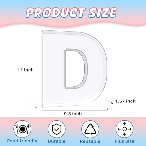 11" Acrylic Letter Charcuterie Box, Reusable Fillable Alphabet Number Shaped Form Tray for Birthday Anniversaries, Party Decorative Serving Plates Display Candy Cake (D)