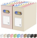 Oterri Portable Collapsible Cardboard File Box with Handle for Letter- Beige+Light Pink 2 Packs