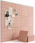 Aothia 12-Pack Felt Bulletin Board Tiles 48"x36", Modular Pin Board for Notes, Photos & Mood Boards, Cork Board Alternative for Smooth Walls, 0.35" Thick, 70 Adhesive Tabs & 40 Pins, Pink