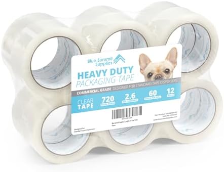 Blue Summit Supplies 12 Pack Clear Packing Tape, 1.88" x 60 yd, 2.7mil