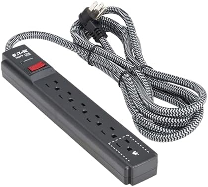 Eaton Tripp Lite Series 6-Outlet Surge Protector Power Strip, Flat Plug 20ft Braided Extension Cord, 1200 Joules, 15A Circuit Breaker, Lifetime Manufacturer's Warranty & $10,000 Insurance (TLP620DB)