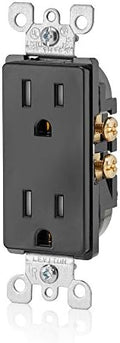Leviton 15 Amp Decora Tamper-Resistant Duplex Electrical Wall Outlet, T5325-E, Black