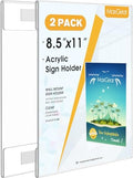 MaxGear Acrylic Sign Holder 8.5 x 11 Wall Mount with Tape, 2 Pack, Vertical