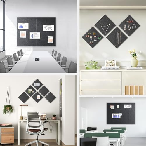 36" x 24" Large Felt Bulletin Board 1/2" Thick, Dark Gray