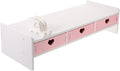 Pink Monitor Riser, Space-Saving Elevated Stand with Smooth Edges for Keyboard Storage, Ergonomic Desktop Organizer for Home & Office, 19.29x7.48x3.93In