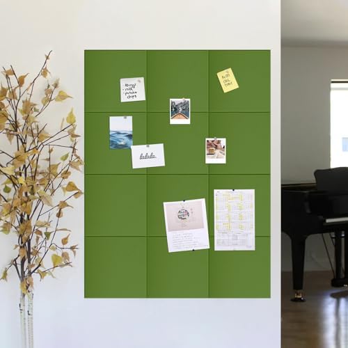 48" x 48" Cork Board Alternative, 16 Pack Felt Bulletin Board Tiles with 30 Adhesive Tabs Wall Push Pin Board for Office Classroom Bedroom Decor