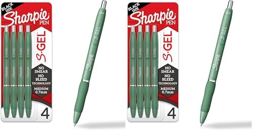 Sharpie S-Gel, Gel Pens, Medium Point, Black Ink | 0.7mm | Green Barrel | 8 Pens Total