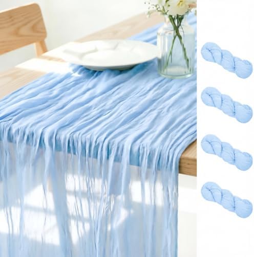 Light Blue Cheesecloth Table Runner Fall Boho Wedding Birthday Home Decor
