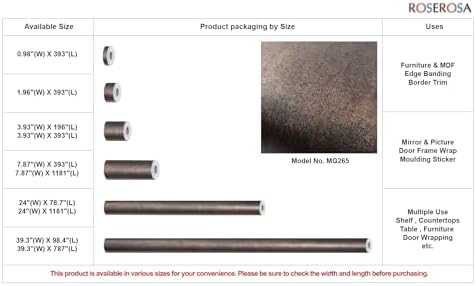 ROSEROSA Peel and Stick Rust Faux Metal Architectural Film Self-Adhesive Vinyl Film Wallpaper Door Wrap Counter Top Border Mirror Molding Trim MG265