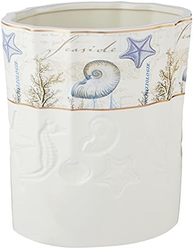 Avanti Linens - Waste Basket, Guest Bathroom Essentials, Nautical Home Decor (Antigua Collection) | Decorative Wastebasket, Durable Construction, Bathroom Trash Can, Bedroom & Office Use, Easy To Clean