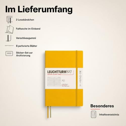 LEUCHTTURM1917 - Notebook Softcover Medium A5-123 Numbered Pages for Writing and Journaling (Sunflower, Ruled)