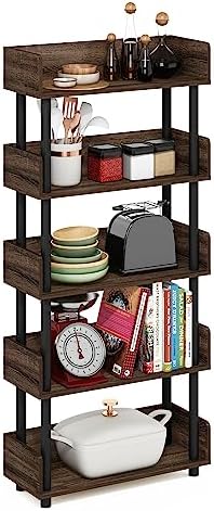 Furinno Turn-N-Tube 5-Tier Display Shelf, Open Frame, Walnut