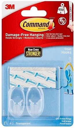 Command Small Hooks, Clear, 2-Hook, 6-Pack
