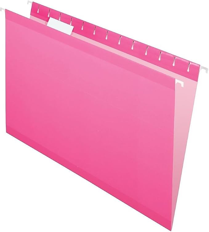 Pendaflex 04153 1/5 PIN Reinforced Hanging Folders, Legal Size, Pink, 1/5 Cut, 25/BX (4153)