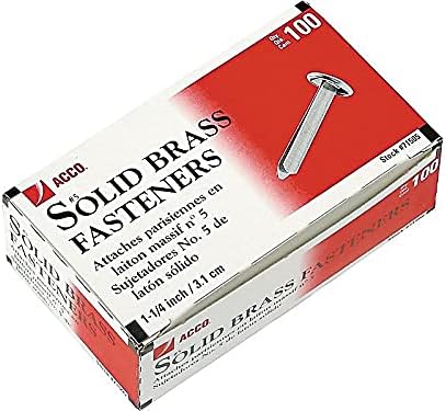 ACCO Solid Brass Fasteners, 1 1/4 Inch Capacity, 100 Count, (A7071505)