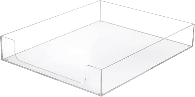 BTSKY 1 Pack Multipurpose A4 File Tray Clear Acrylic Desk Tray Organizer Elegant Letter Size Desk Documents Trays Magazine Files Storage Basket Organizer Bin for Office Cosmetics Bathroom