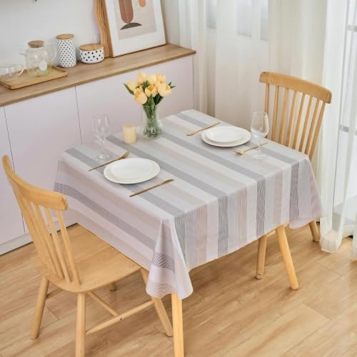 LIBERECOO Heavy Duty Vinyl Tablecloth with Flannel Backing Waterproof Oil-Proof Plastic Table Cloth Stain-Resistant Wipeable Rectangle or Square Table Cover for Indoor and Outdoor 54 x 54 Inch