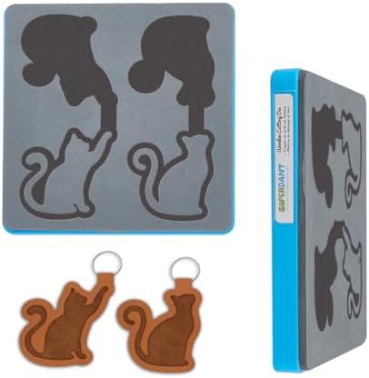 SUPERDANT Cat Pendant Leather Die Kitten Keychain Decor Wooden Die Cutter Leathers Cutting Dies DIY Art Crafts Leathers Dies Cutter for Men Women Leather Making for Handmade Lover Gifts