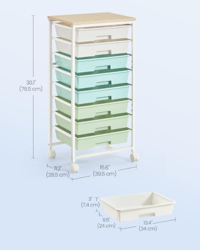 VASAGLE Rolling Cart with Drawers, Craft Organizers and Storage
