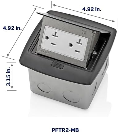 Leviton Pop-Up Floor Box with 20 Amp, Tamper-Resistant Outlet, PFTR2-MB, Black