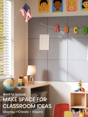Bumusty 36"x 24" Large Felt Bulletin Board Tiles, Soft Gray