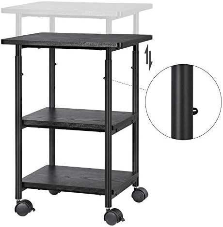 VASAGLE 3-Tier Printer Stand with Locking Wheels, Under Desk Printer Table