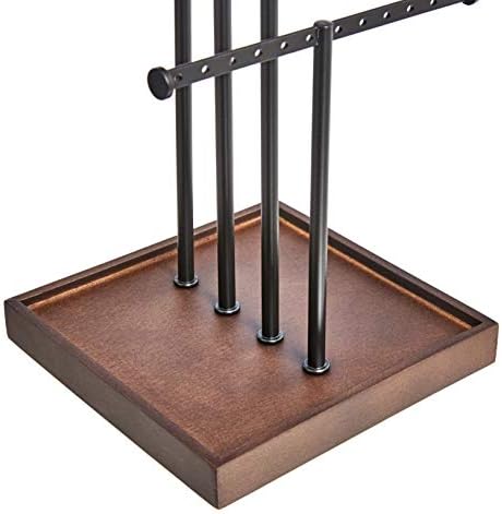 Amazon Basics Four-Tier Jewelry Organizer Tree Stand, Necklace Earring Bracelet Holder with Ring Storage, Walnut/Black (Pack of 9)