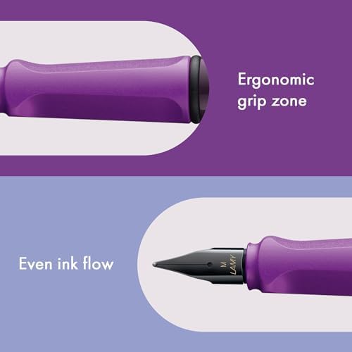 LAMY safari violet-blackberry - Fountain Pen with ergonomic grip & black steel nib in size EF - ideal for any Writing & Calligraphy - including LAMY T 10 blue cartridge - Right-Handed