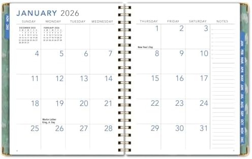 LARGE PRINT HARDCOVER 2026 Planner, 8.5"x11": 14 Months (November 2025 - December 2026), Daily Weekly Monthly Planner, Yearly Agenda, Bookmark, Pocket Folder and Sticky Note Set (Whispering Meadow)
