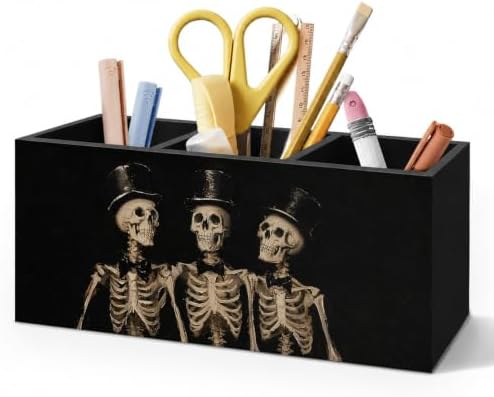 Gothic Skeleton Halloween Pen Pencil Holder for Desk