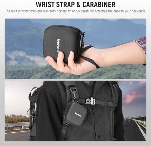Neewer Storage Bag for 9 x 9 cm Filter, Shockproof Dustproof Waterproof Carrying Bag with Expandable Dividers, Wrist Strap and Carabiner for 3 Circular Filters 62 mm, PB11