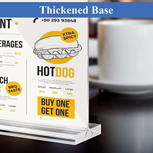 Acrylic Sign Holder 8.5 x 5.5, 8 Pack Double-Sided Standup Table Top Clear Sign Holders, T Shape Horizontal Plastic Acrylic Picture Frame Menu Flyer Paper Holder Display Stands for Office Store Wedding
