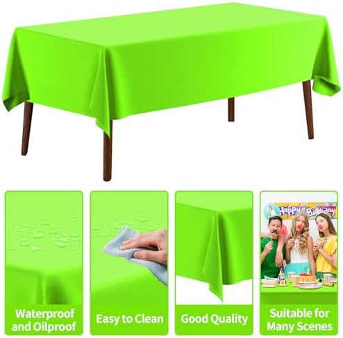 CXPSINC 54 Inch X 100 Feet Plastic Table Cover Roll Disposable Tablecloth with Slide Cutter for All Type/Shape Tables | Party, Banquet, Birthdays, Weddings(Lime Green, 100 Feet)