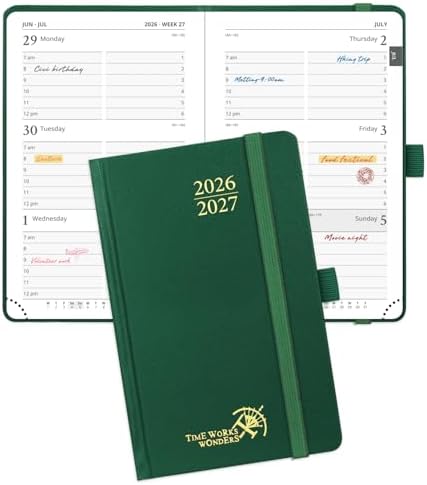 POPRUN 2026-2027 Academic Small Weekly Planner, 4" x 6.25" Purse Calendar