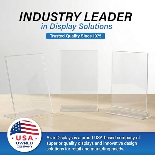 Azar Displays 142430-3PK Top Load Sign Holder 8.5x11 – Clear Flexible Plastic Display Stand for Menus, Signs – Vertical Tabletop Frame, Pack of 3