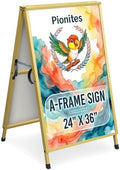 Pionites Heavy Duty Slide-in Folding A Frame Sign Sidewalk Sign 24x 36 Inch Steel Metal Double-Side Pavement sign Corrugated Plastic Poster (1, Gold, 24''X36''(Frame Only))