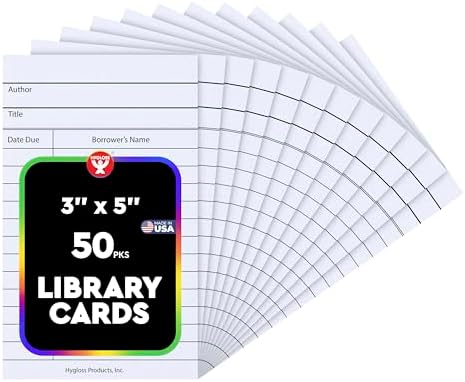 Hygloss Library Checkout Cards for Traditional Book Pockets and Classroom Organization - Vintage Style White Due Date Tracking, 3x5 Inch, 50 Pack