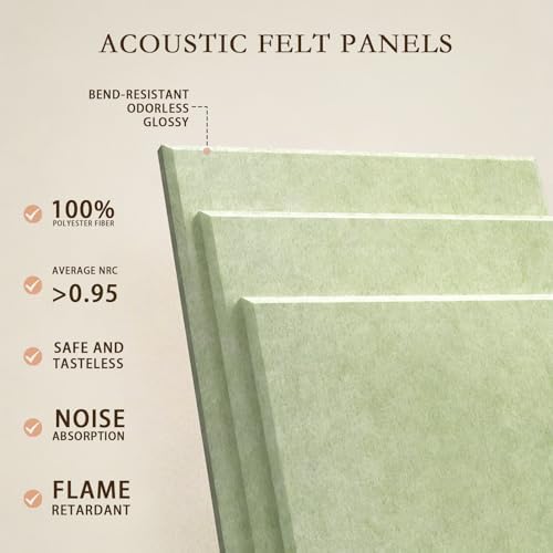 JBER Felt Bulletin Board 36" x 24", 6 Pack Felt Wall Tiles, Grass Green