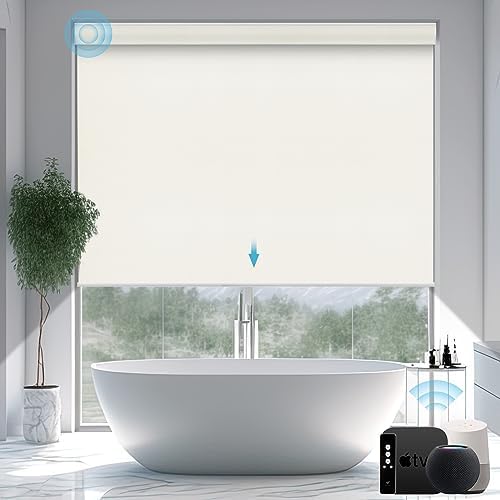 SmartWings Motorized Smart Roller Shades, 100% Blackout Vinyl Beige