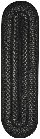 Homespice Jet Black Jute Braided Table Runner, Oval 8x28 Set of 2