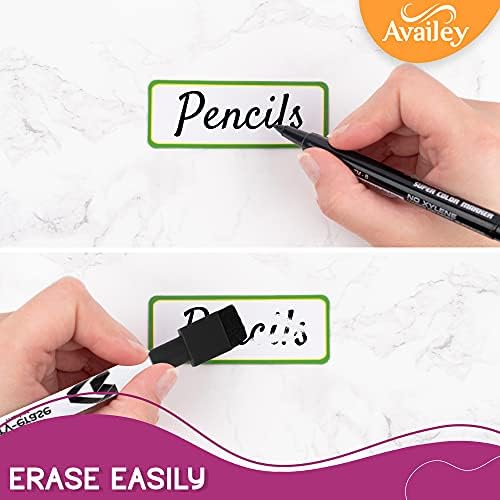 Availey 32 Pieces (4 x 1.8) - Colored Border Magnetic Dry Erase Labels - Reusable Strips for Classroom Home Office Garage Refrigerator - Blank Writable Erasable Cards Name Tags Students Locker Shelf