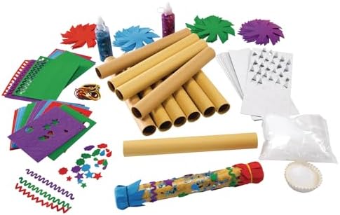 Colorations - RAINKIT DIY Rainstick Kit for Kids, Set of 12, EVA Foam and Cardboard, Native American, Craft Kit, Self-Adhesive, Toys for Kids, Early Learning, Multi-Cultural, Social Sensitivity | Simulates the Sound of Rain, Decorate Your Own Rain Stic...
