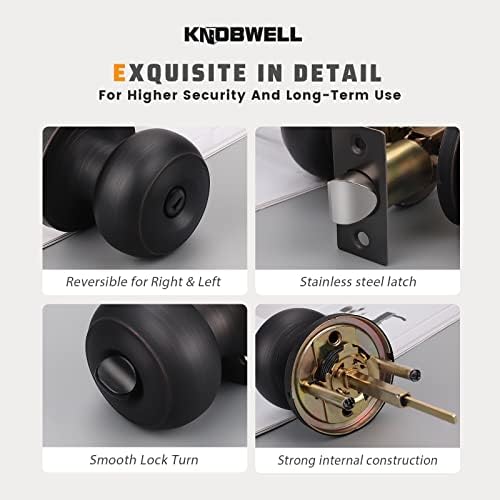 KNOBWELL Oil Rubbed Bronze Door Knobs for Bedroom or Bathroom, Interior Door Knob, Bronze Privacy Door Locks, Keyless Turn Lock, 20Pack