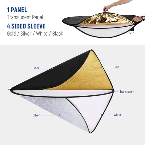 NEEWER 51 Inch/130 Centimeter Light Reflector Diffuser 5 in 1 Foldable
