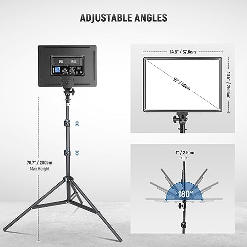 NEEWER 18" LED Video Light Panel Key Lighting Kit with Remote, 2 Pack, 45W