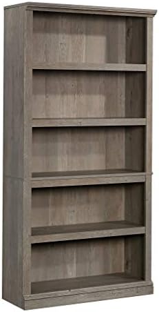 Sauder 5 Tier Book Shelf Wooden Bookcase Multipurpose Bookshelf for Home Office, Living Room, in Mystic Oak