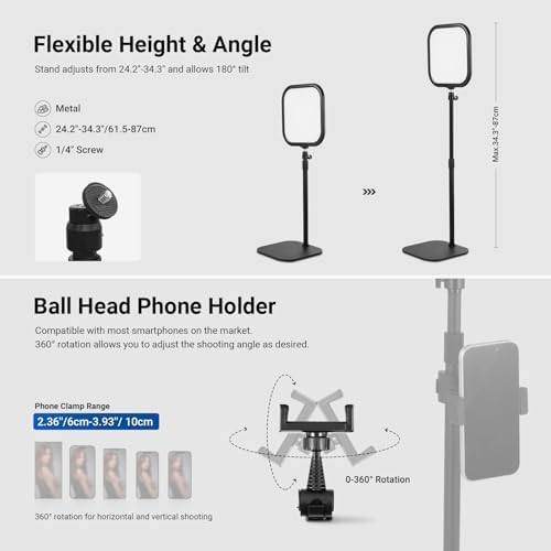 NEEWER Basics 10.8" Video Conference Lighting, 15W Bi Color Edge Lit Full Screen CRI95+ Ring Light with Desk Stand & Phone Holder for Webcam Meeting Streaming Computer Laptop Zoom Calls