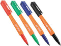 KLEIN TOOLS 861914 Skribes Fine Tip Permanent Markers, Assorted Colors, Hard Hat Clip, Multi-Surface Jobsite Marker for Wet, Dry and Oily Surfaces, 4-Pack