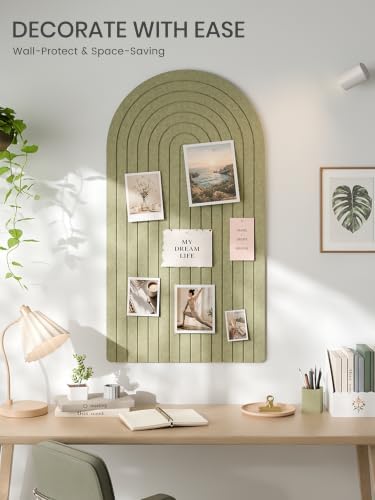 Large Arched Felt Bulletin Board 47.2''×25.5'', Olive Green